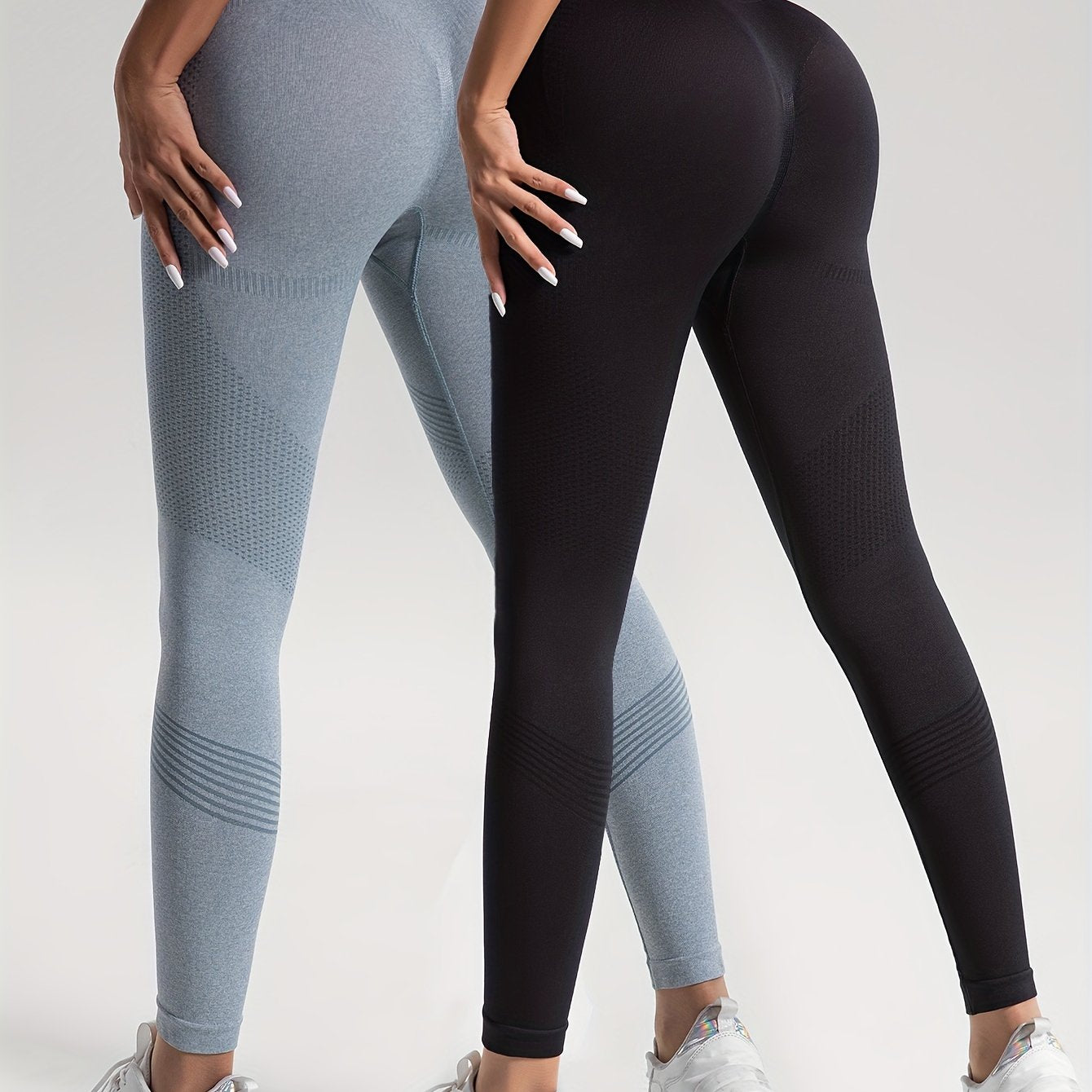 2pcs Solid Color High-Stretch Fitness Yoga Sports Leggings, Soft Breathable Yoga Tight Pants, Women's Activewear