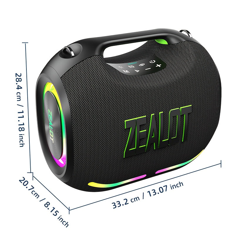 ZEALOT ZE01 120W High-power Wireless Speaker, Outdoor Portable, IPX5, And 4 Speakers, Built-in 24000mAh Battery, With RGB Color Lights, SD, USB, AUX, Internet Dual Pairing Function, Hands-free Calling, Supports Mobile Phones,