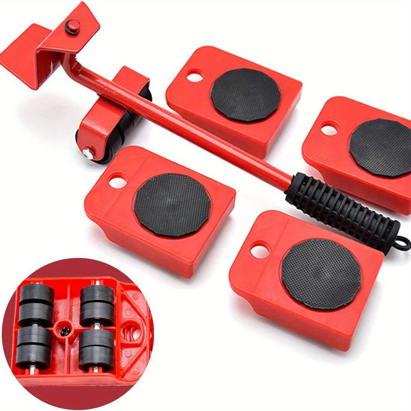 Set Of 5, Furniture Lifter, 9.91cm x 7.8cm Furniture Slides Kit, Furniture Move Roller Tools, 360 Degree Rotatable Pads, Easily Redesign And Rearrange Living Space Sofa Easy, Plastic And Carbon Steel