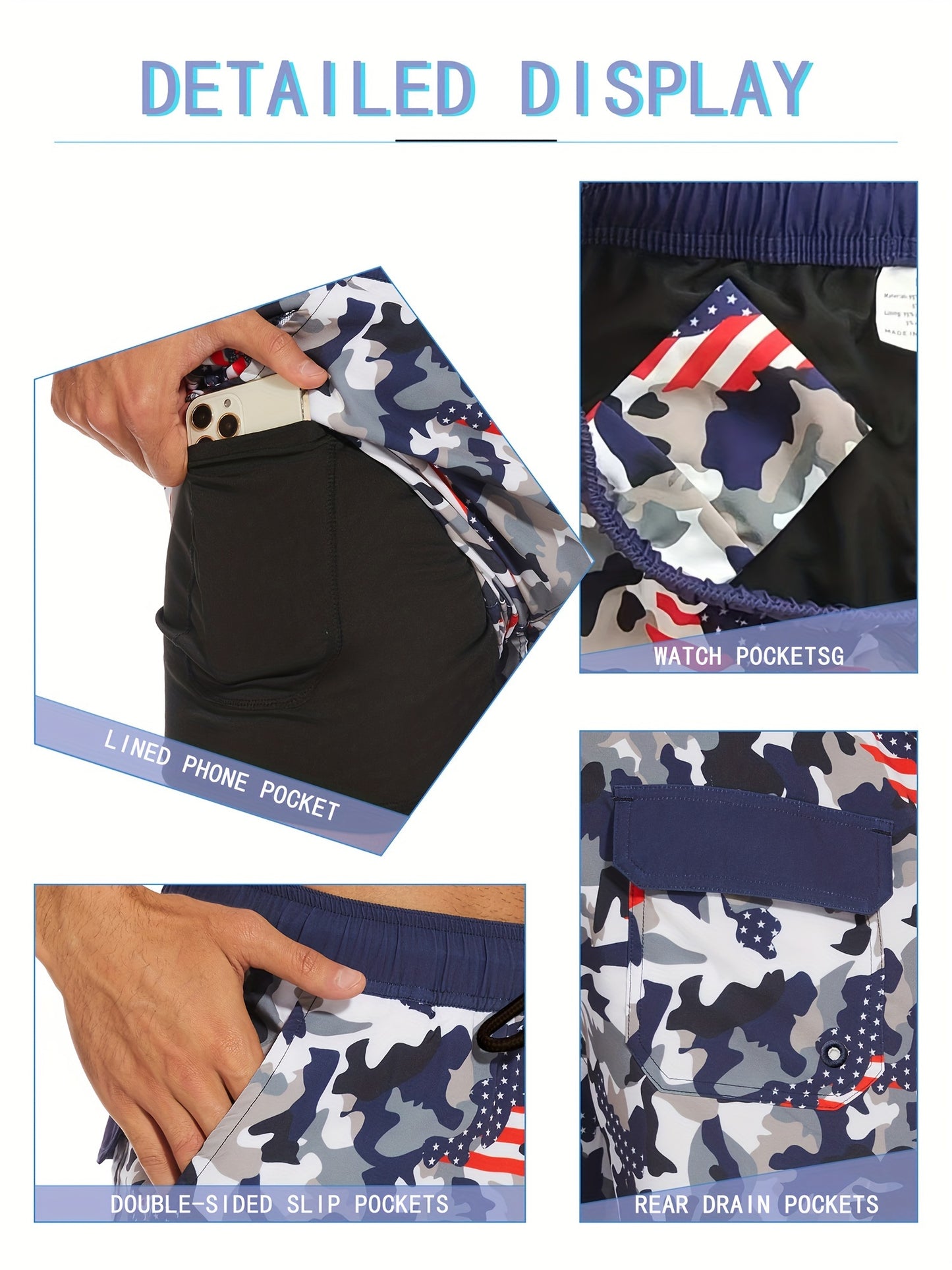 Men's Quick-Dry Beach Shorts with Tropical Palm Tree & Palm Leaf Print - Breathable Stretch Fabric for Summer, Outdoor, Hiking, Swimming - Machine Washable Casual Athletic Shorts, Outdoor Activewear, Summer Shorts