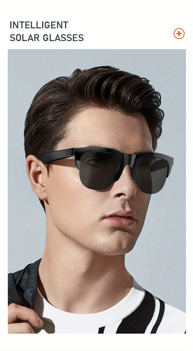 Smart Wireless 5.0 Sunglasses Multifunctional Glasses Wireless Call Play Music Outdoor Sports Headphones Rechargeable HIFI Sound Quality HD Lens Headphones Black Technology Unisex Touch Long Battery Life Anti-UV Lens
