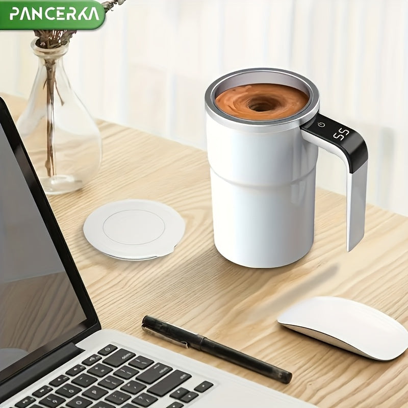 Smart USB-Powered Self-Stirring Coffee Mug with Temperature Display - Stainless Steel, Portable & Easy to Clean - Perfect for Home, Office, Travel & Car Use