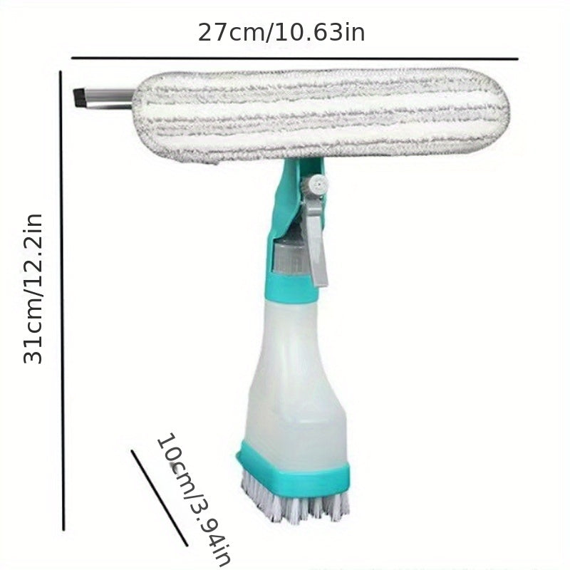 1pc, 4 In 1 Glass Wiper With Spray Bottle, Multifunctional Window Wiping Brush With Scraper And Scrub Brush, Creative Cleaning Brush For Floor Wall Tile Window Glass, Cleaning Supplies, Cleaning Tool, Back To School Supplies