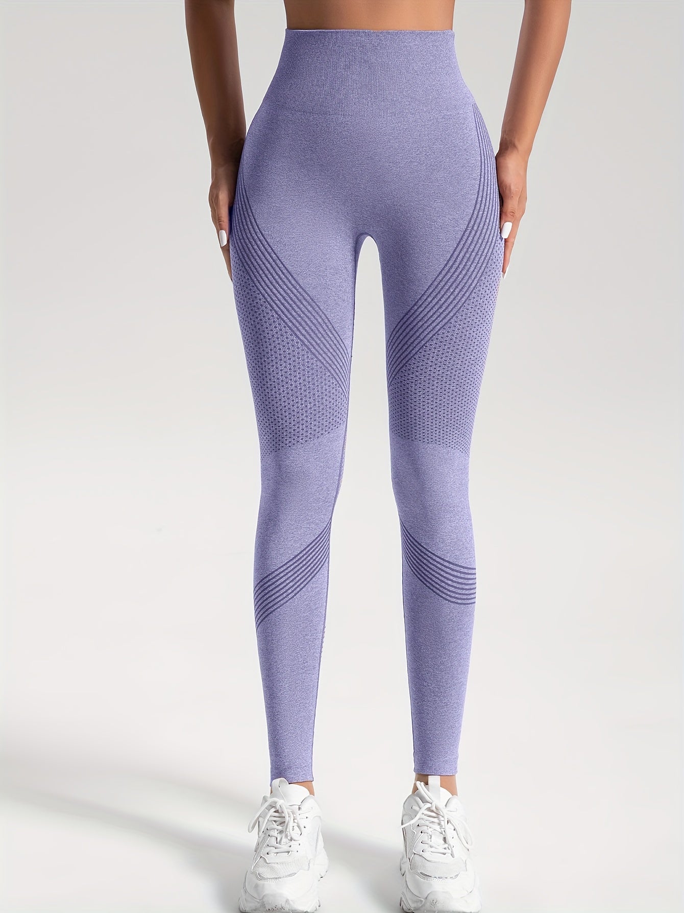Seamless Knit Tight High Stretch Long Pants, Sports Yoga Fitness Running Trousers, Women's Leggings