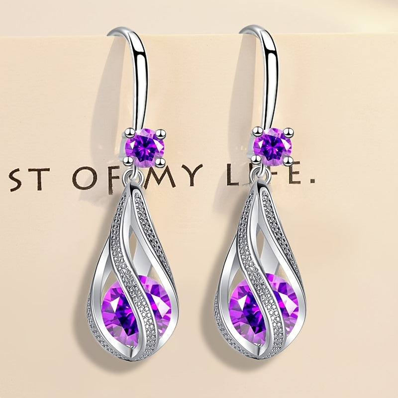 Delicate Teardrop Zirconia Earrings Floral Spiral Earrings Jewelry For Women 1Pair