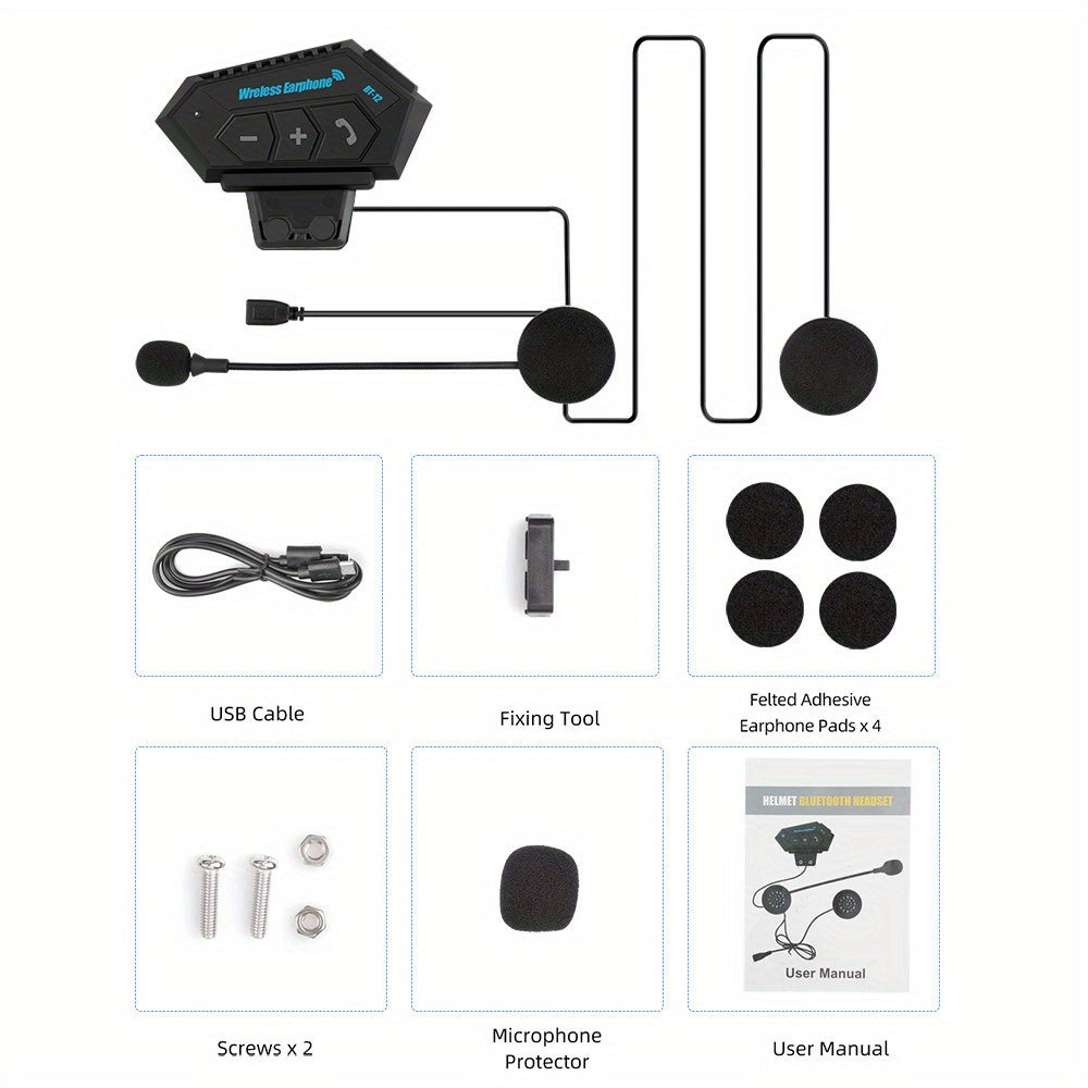 Motorcycle Wireless Helmet Headset Hands-free Call Kit Stereo Anti-interference Music Player Speaker