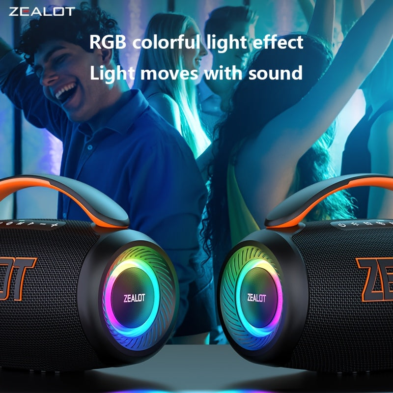 ZEALOT 60W Subwoofer Speaker, Wireless Speaker with Handle, 8000mAh Battery, Easy to Carry, RGB Lights, EQ Mode, TWS Pairing, Booming Bass. IPX5 High Quality, Great for Parties And Gatherings. for Home, Car, Camping-ZEALOT P1