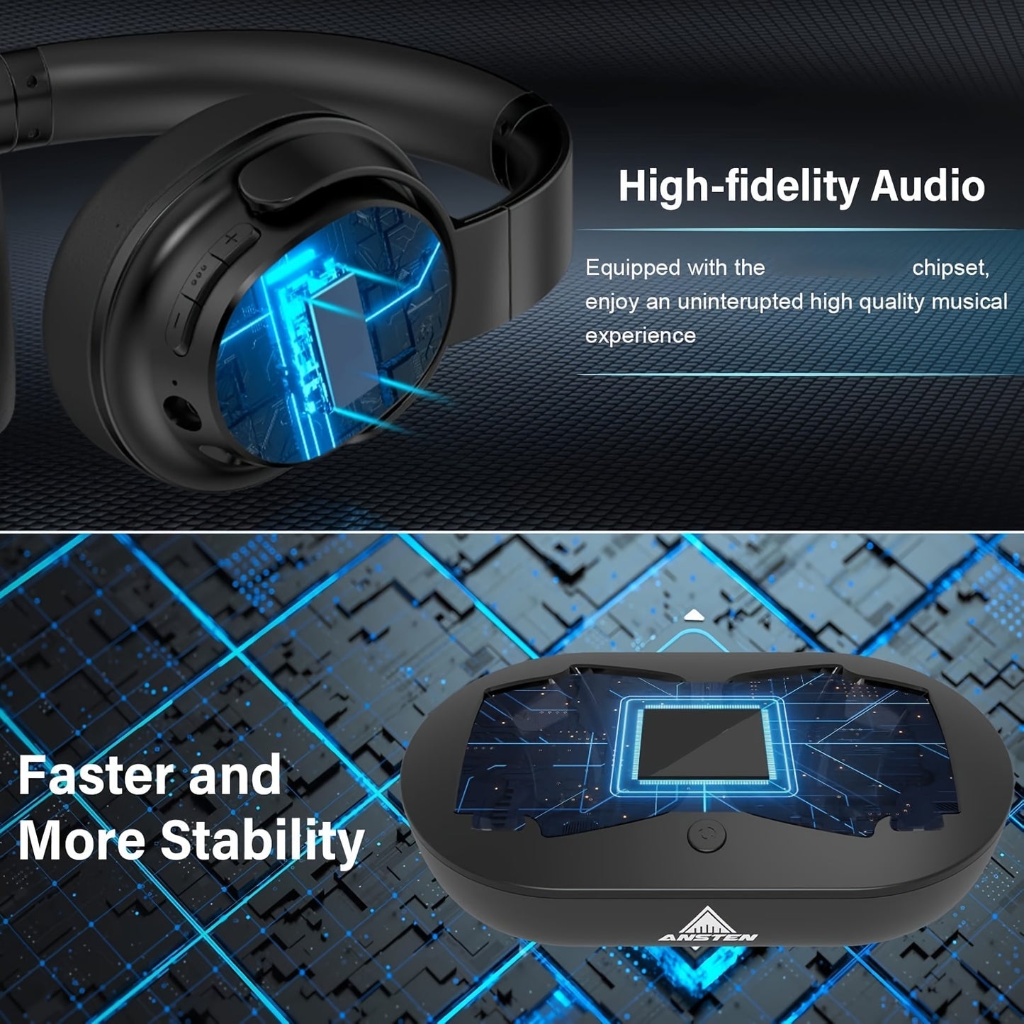 YUANJ 2025 Wireless Over-Ear TV Headphones Wireless, 28H Playtime, Plug & Play, -C, No Delay, Noise-Free Sound for PC/Laptop/Tablet/Smartphone, Headset with Voice for Movies/Video Calls (Compatible with Smart TVs), Noise Canc