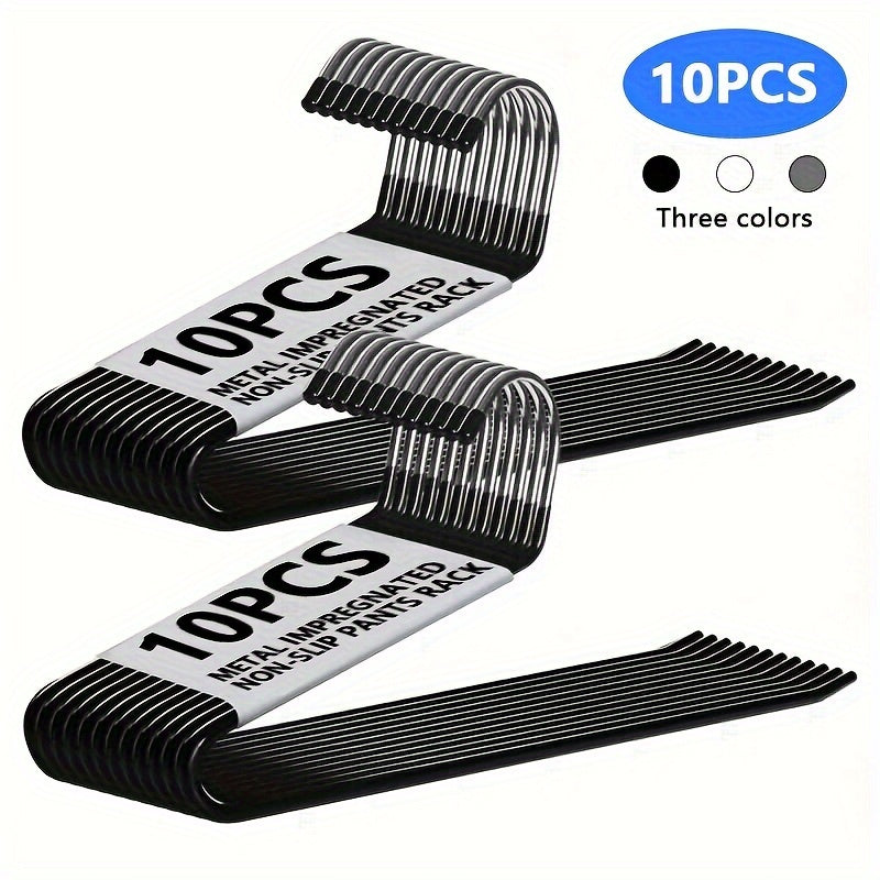 10pcs Space-saving Goose Z-shaped Pants Hanger Durable Metal Material Multi-functional Pant Storage Household Supplies, Clothing Store Pants Display Clothes Rack