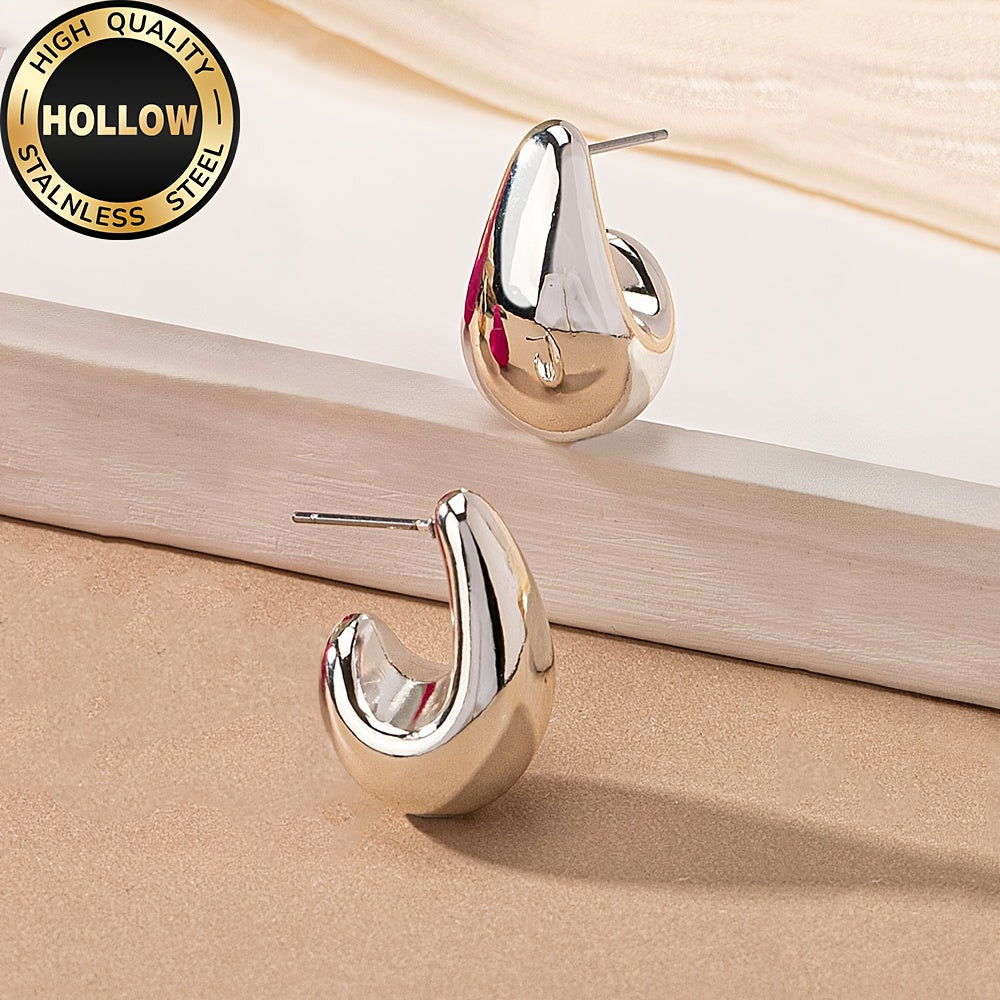 High-Quality Hollow Stainless Steel Hypoallergenic Golden Water Drop Earrings, Anti-Fade, Comfortable And Versatile, Simple And Elegant, Fashionable Women'S Earrings And Jewelry Accessories for Daily Wear Or Parties, Are Exqu
