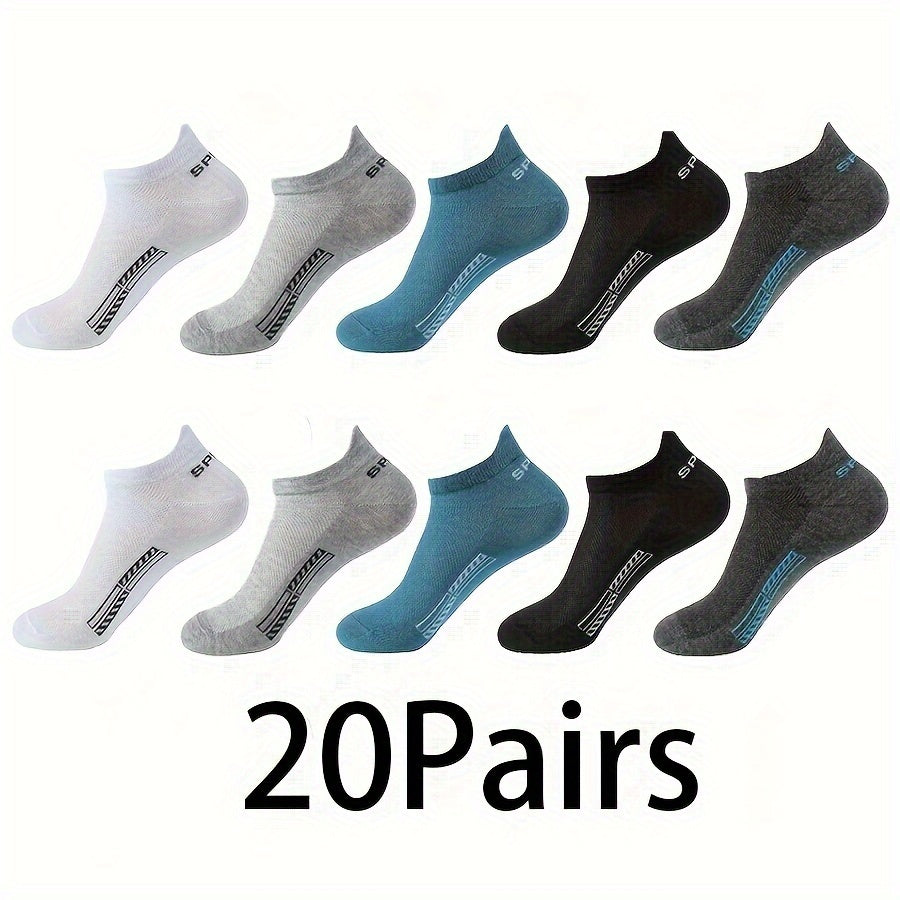 10 Pairs of Unisex No-Show Socks, Combed Cotton Breathable Mesh Casual Athletic Crew, Socks for Work, High Quality Socks for Men, Plus Size Mens Socks, Grippe Socks, Working Socks for Men, Casual Attire, Work Socks, Minimalis