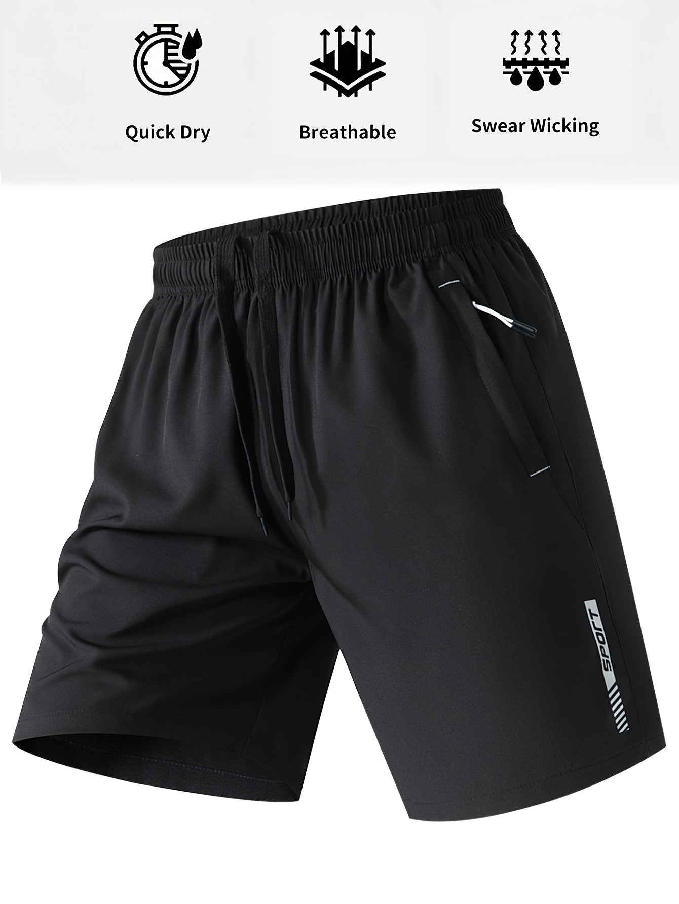 Men's Lightweight Polyester Casual Shorts with Lettering - Breathable Summer Beach & Outdoor Sports Shorts, Regular Fit, Pockets, Hand Wash or Dry Clean, Athletic Leisure Shorts | Modern Casual Shorts | Functional Pockets Des