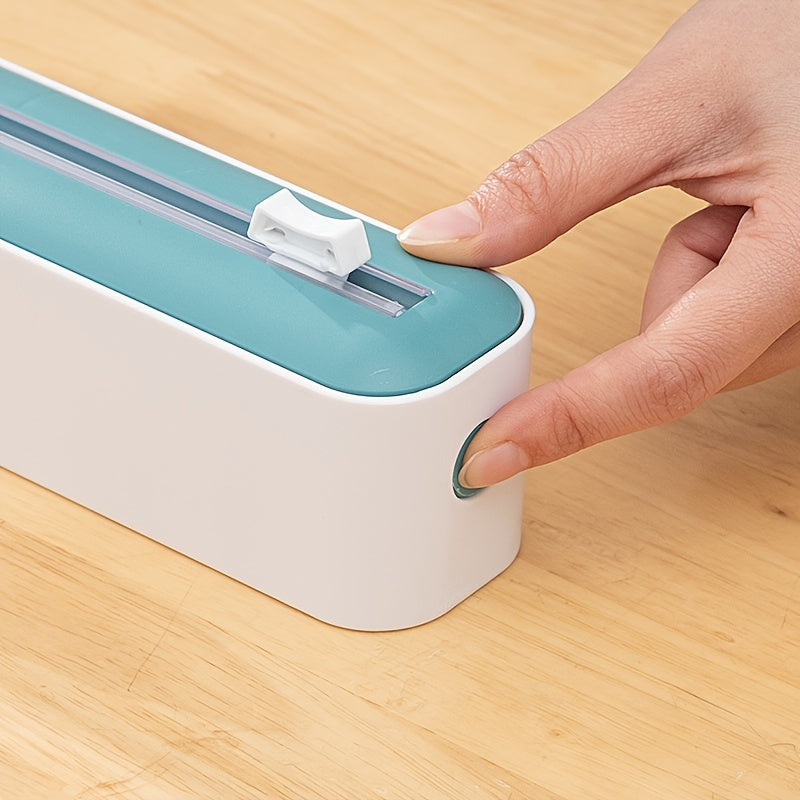 1pc Plastic Film Cutter, Fresh Film Cutter Dispenser, Refrigerator Magnetic Plastic Film Universal Cutting Box, Magnetic Refillable Plastic Packaging Dispenser With Cutter, Kitchen Tin Paper Cutting, Kitchen Tools