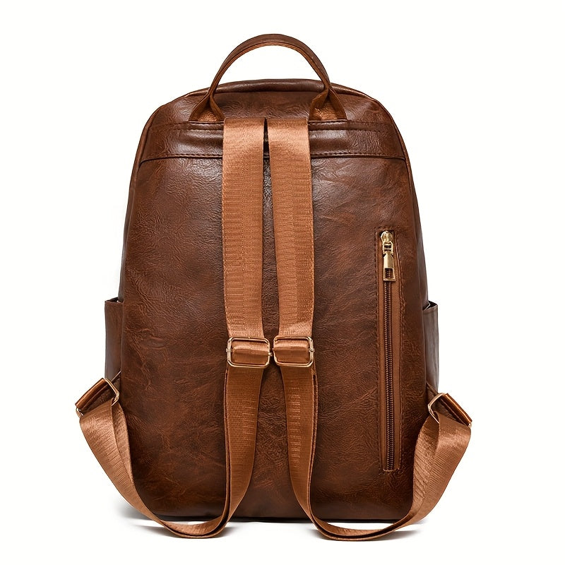 Women's Stylish Backpack with Adjustable Shoulder Straps & Golden-Tone Hardware - Zipper Closure, Multiple Compartments for, Travel, Shopping, Work - Christmas Gift (Deep Brown/Green/Black)