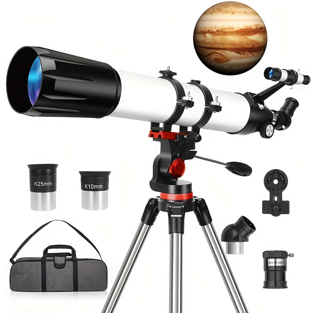 Telescope, 90mm Aperture 800mm Telescopes for Adults Astronomy, Portable Professional Refractor Telescope for Beginners, with Stainless Tripod & Phone Adapter, Carry Bag