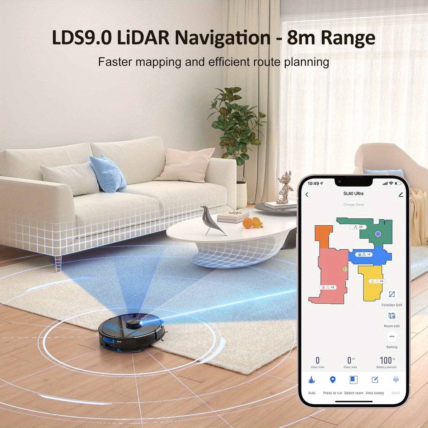 Robot Vacuum Cleaner And Mop Combo 4500Pa, Lubluelu SL60Ultra Robotic Vacuum, 150Mins Max, 56dB, 24 No-Go Zones for Pet Hair Carpets Floor, Christmas&Halloween Gifts, Robot Vacuum And Mop, Vacuum Cleaner Robot, Robot Vacuum C