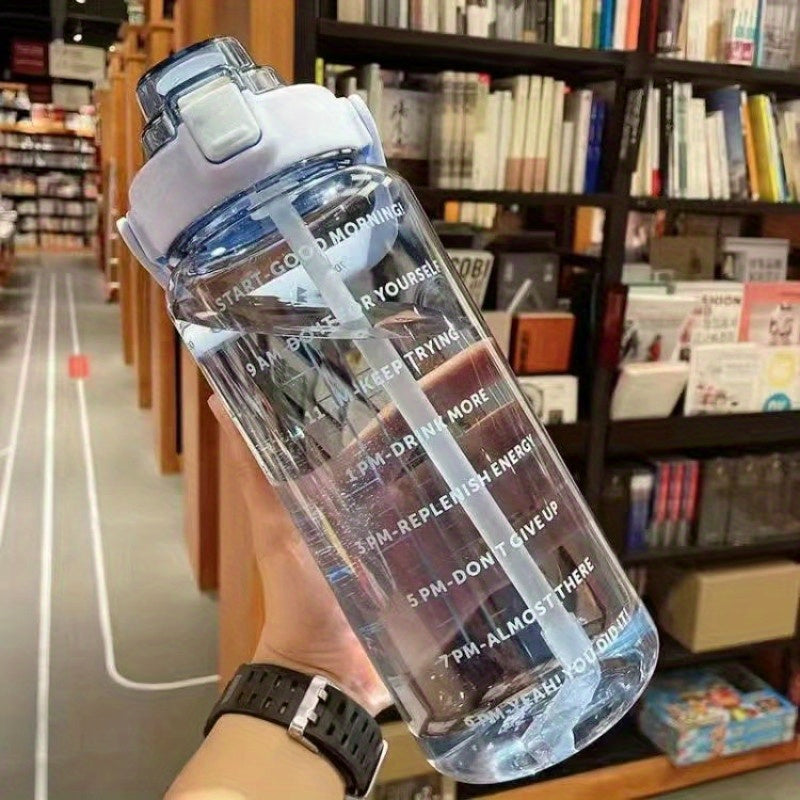 2L Sports Cup Water Bottle With Straw - Large Capacity, Portable & Durable For Outdoor Sports & Fitness!