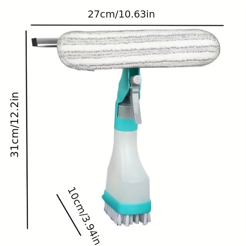 1pc, 4 In 1 Glass Wiper With Spray Bottle, Multifunctional Window Wiping Brush With Scraper And Scrub Brush, Creative Cleaning Brush For Floor Wall Tile Window Glass, Cleaning Supplies, Cleaning Tool, Back To School Supplies