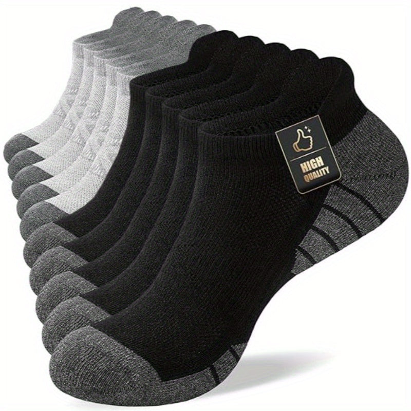 10 Pairs of Men'S Low-Cut Comfortable Cushioned Casual Socks