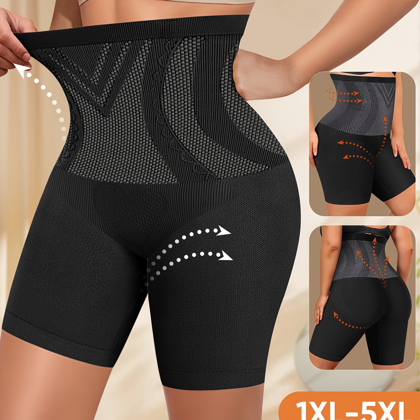 Future Fiber Plus Size High-Waisted Shapewear Panties | Aerodynamic Waistband Design, Midnight Poetry Commuter Invisible Life Support Belted Tummy Control Leggings for Women