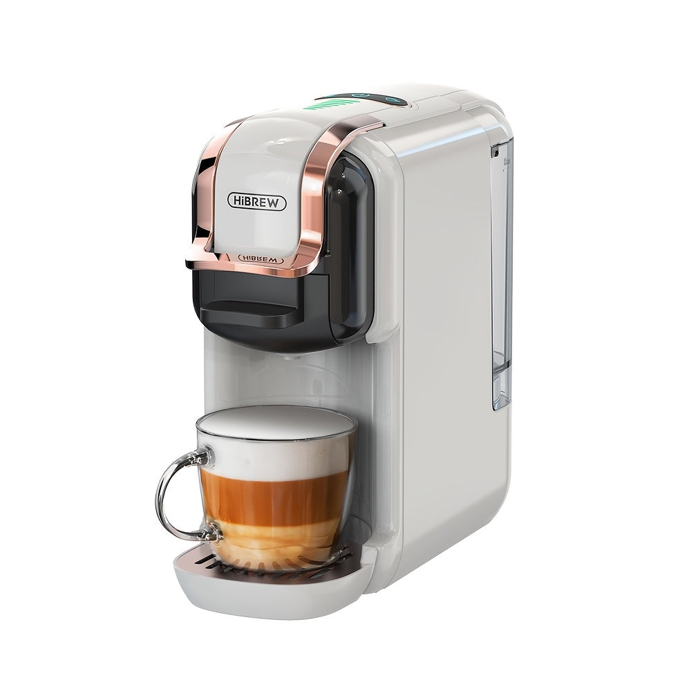 Máquina de Café HiBREW 5 em 1: Espresso, Cappuccino, Latte, Café Coado, Cápsulas e Café Moído com Cápsulas ESE/NS/DS/K-Cup, Sistema de 1450W, Funcionamento Semi-automático, Ficha Europeia (220-240V), Máquina de Café, Café Expresso