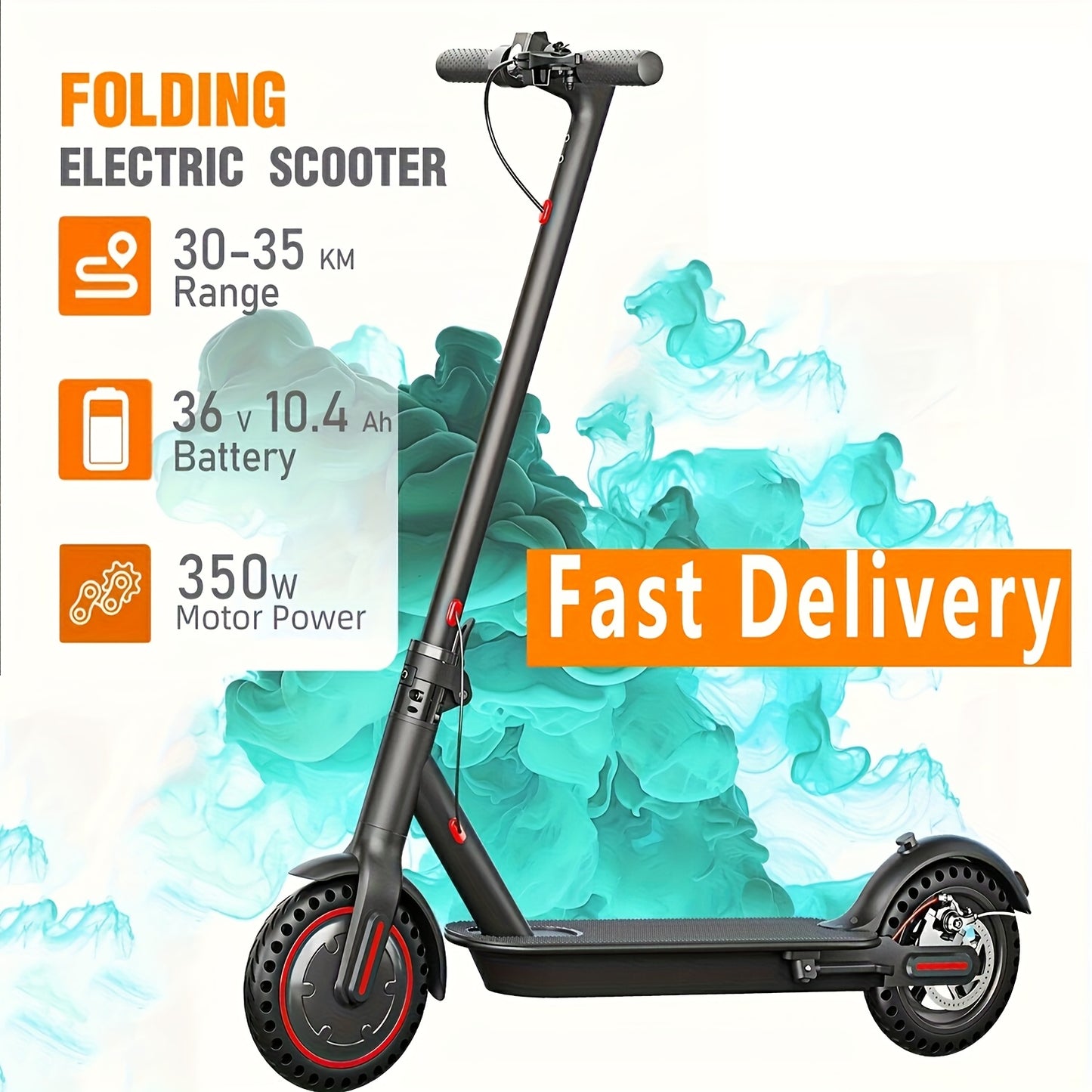 1/2/4PACKS 21.59 cm Foldable Electric Scooter for Adults with LED Display Motor Power Ranges for 350W, Class A 10.4Ah Lithium Battery, 3 Speed Modes, 15 - 30 Mile Range And Maximum Load Capacity Of 120 Kilograms, Surprise Bir
