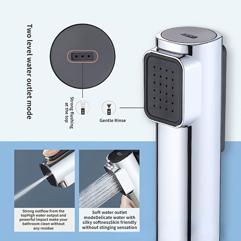 Square Dual-Mode Spray Gun with Mini Scratch-Resistant Stainless Steel Stand, Two Water Flow Options