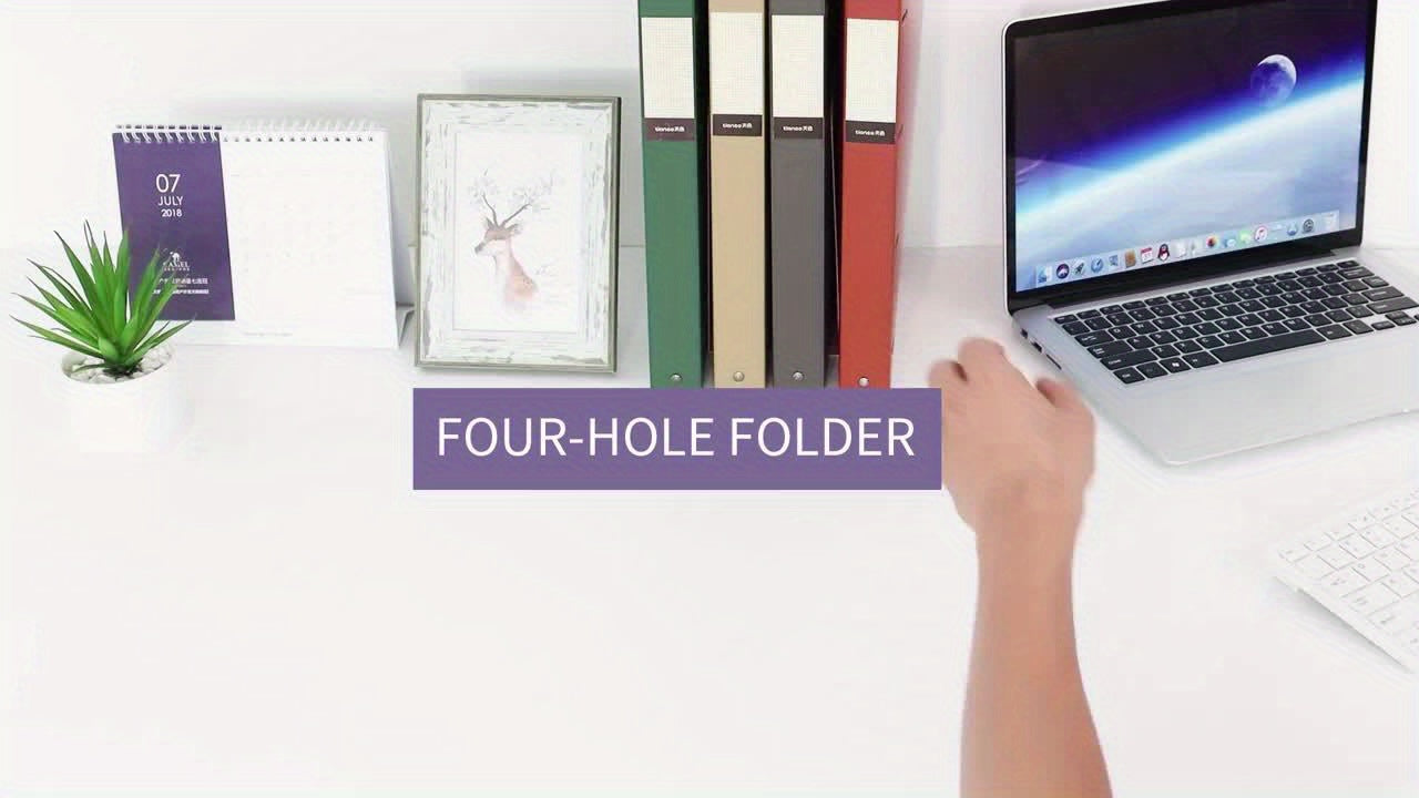 1pc TIANSE 4 Hole File Folder, A4 Size, 200 Sheets Capacity, Binder Folder Perfect For Classified Management Of Office Home School Student Documents Test Papers