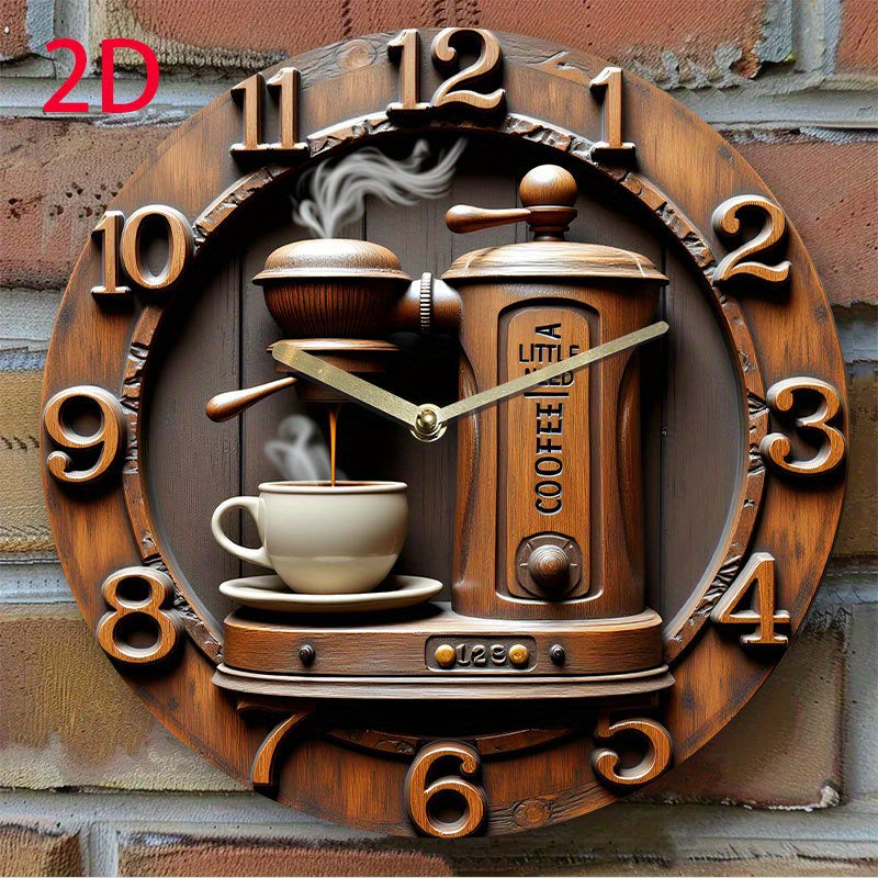 1pc Silent Non-Ticking Wall Clock - Modern Coffee Shop Decor with Espresso Machine Design, Battery-Powered (AA Not Included) - Acrylic Round Clock for Living Room, Kitchen, Cafe - Easy-to-Read Black Hands & Brown Face - Perfe