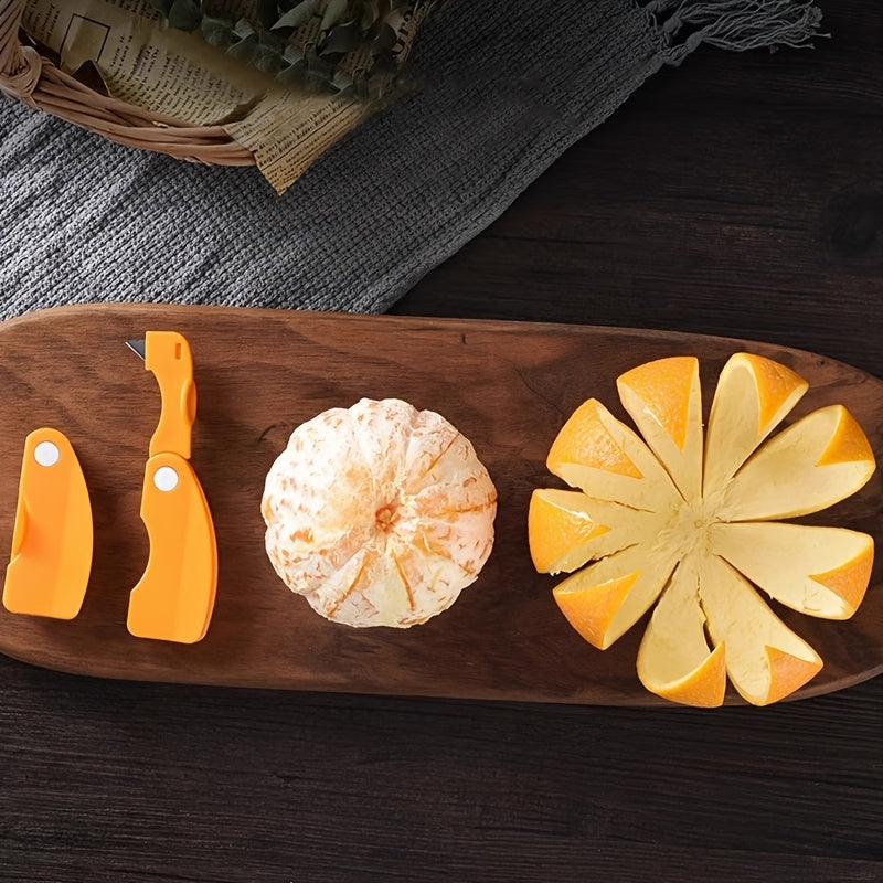 1/2pcs, Orange Peeler, Plastic Orange Peeler, Simple Lemon Peeler, Grapefruit Peeler, Creative Cutter, Orange Peeler Tool With Folding Handle, Fruit Peeler, Vegetable Fruit Tools, Kitchen Gadget