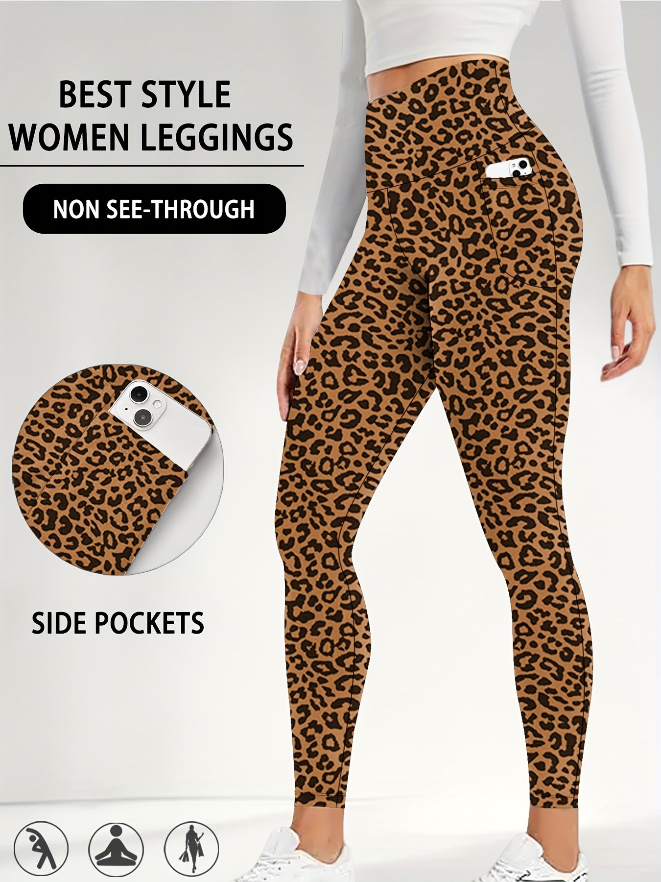 Women's High Waisted Super Soft Yoga Leggings with Pockets - Tummy Control, Stretchy Workout & Running Pants, Light Pink, Machine Washable, All-Season Comfort