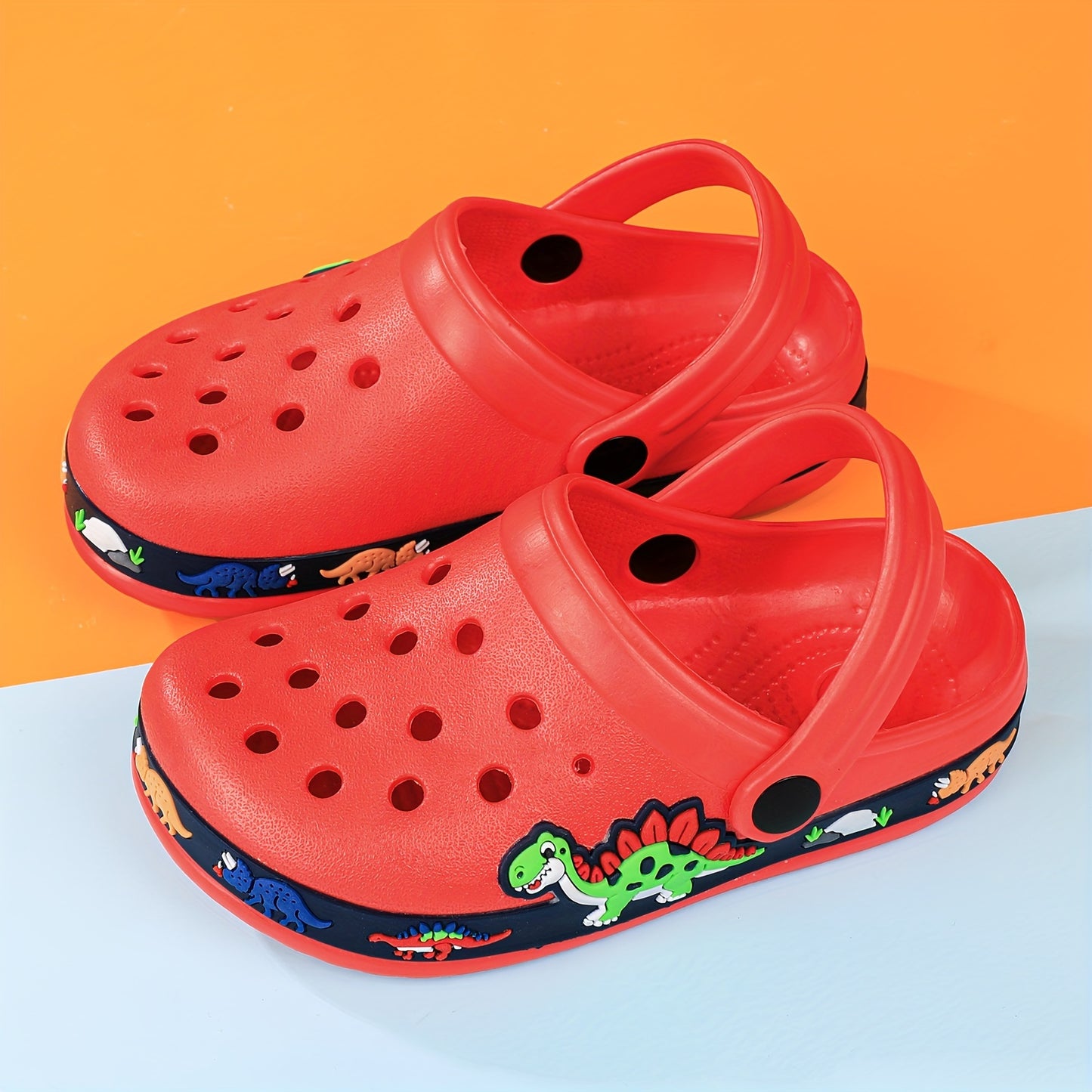 Toddler Girls Cute Cartoon Print Closed Toe Slip On Platform Clogs, Children's Casual Outdoor Anti-skid Hollow Out Sandals Beach Garden Shoes