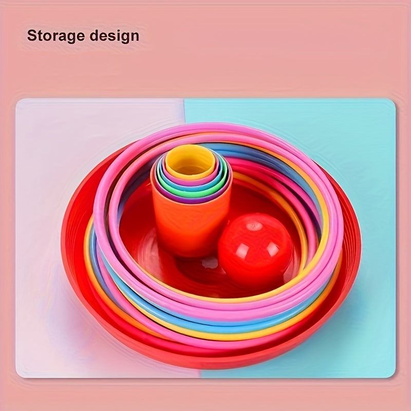 14pcs set/23pcs fun hoop game set, outdoor toy, parent-child interactive throwing ring game props with colorful rings - perfect for kindergarten, family gatherings, parties, and competitions. Great as Halloween or Christmas g