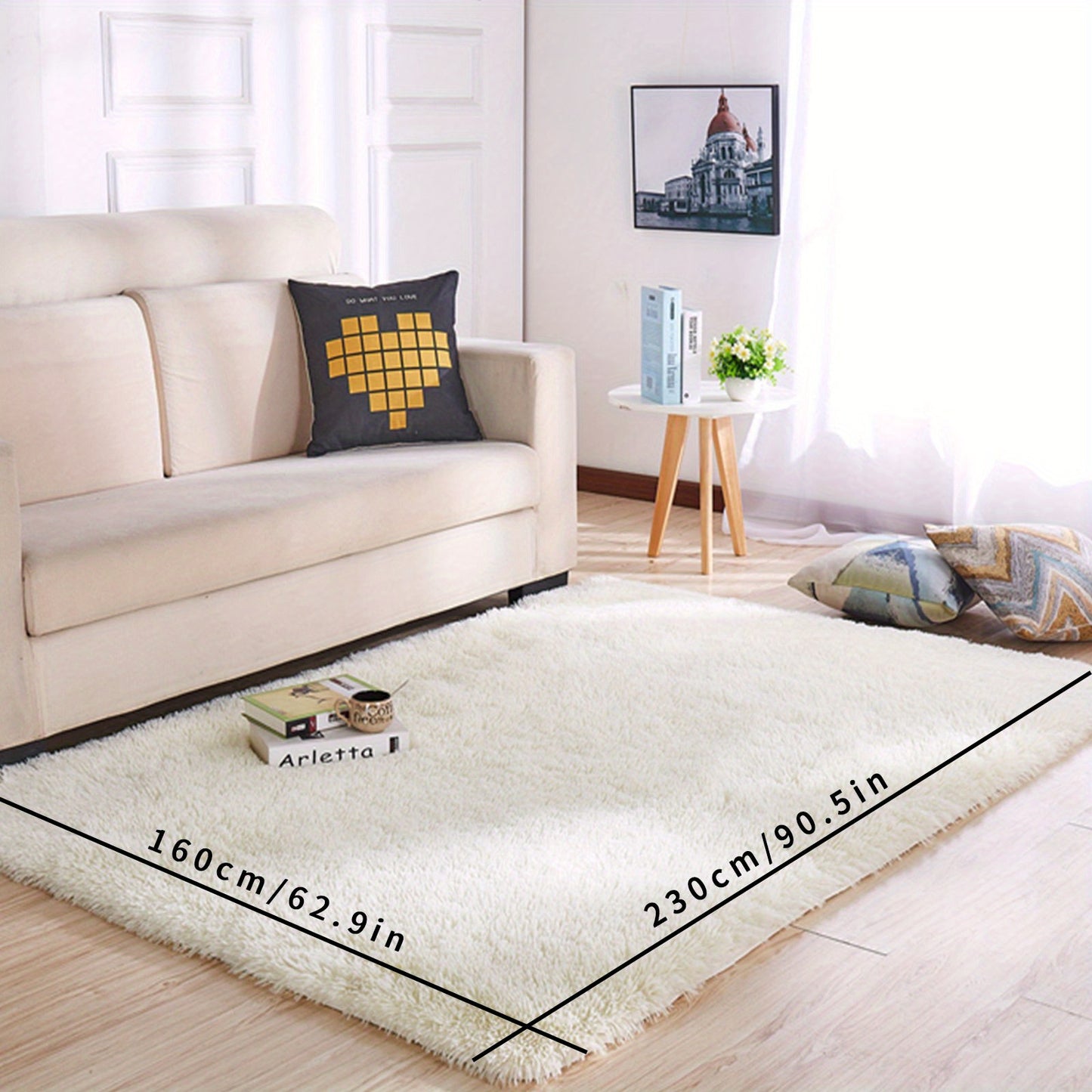 1pc Ultra Soft Plush Rug, White Large Area Rug, Non-slip Fluffy Shaggy Rug, Waterproof Shaggy Throw Rugs For Living Room Bedroom Nursery Room, Game Room Dormitory Carpet, Teenage Room Decoration, Room Decor