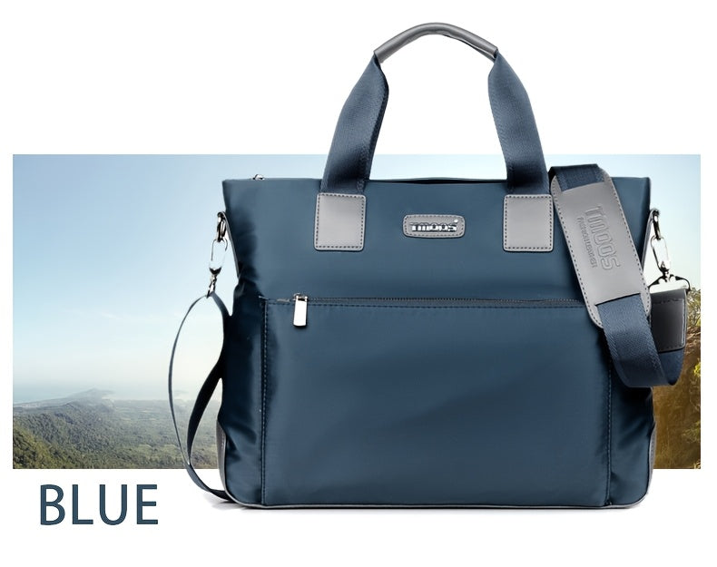 TMOOS Men'S Lightweight Oxford Business Casual Tote Bag - Large Capacity Multi-Compartment, Adjustable Shoulder Strap, Durable & Stylish for Work, Travel, and Everyday Use, Travel Tote Bag, Professional Appearance, Secure Zip