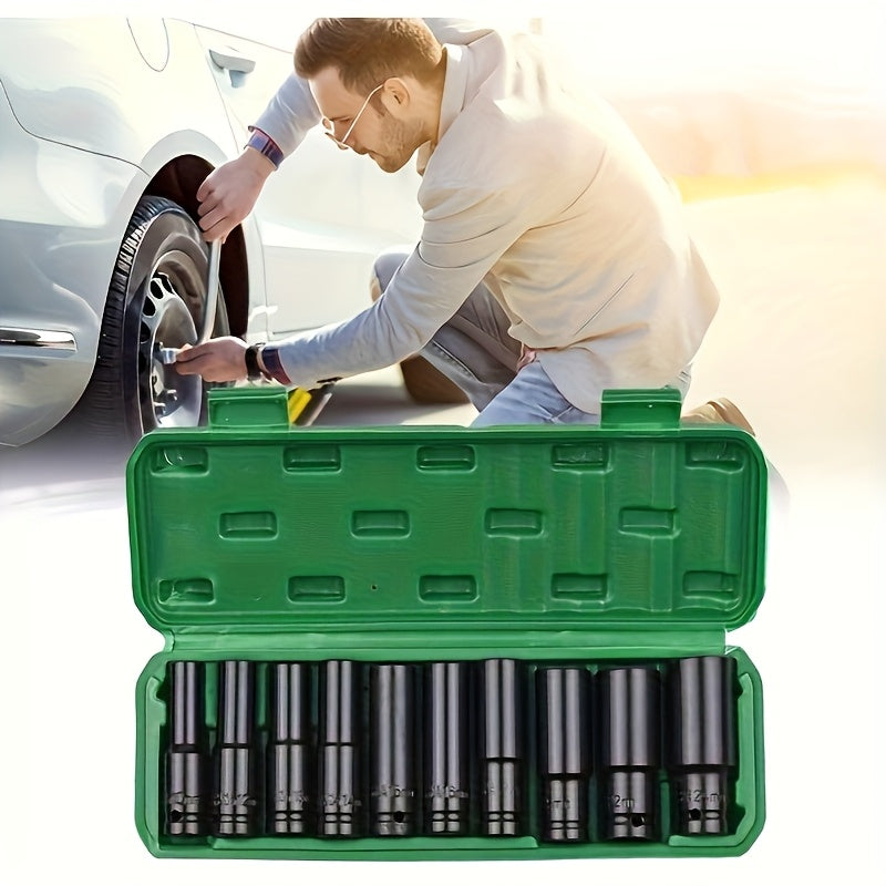 1/2" Electric Wrench and Socket Set - Heavy-Duty Pneumatic Wind Gun with Hexagonal Long Head for Efficient Auto Repair, Maintenance, and DIY Projects - Durable Hardware Tools for Professionals and Homeowners