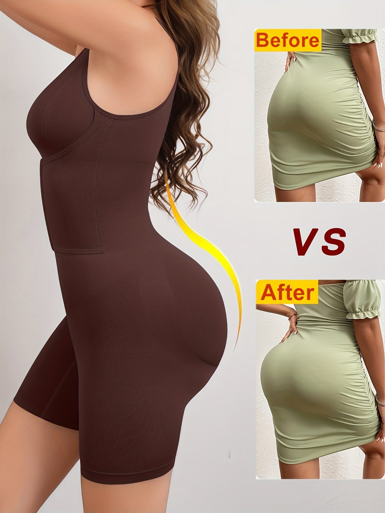 Women's Full-Body Tummy Control Bodysuit - Double-Layer High Compression Shaping Suit with Butt Lift & Waist, Smooth Curves Instantly, Brown/Black/Navy/Beige, Hand Washable One-Piece for Postpartum &