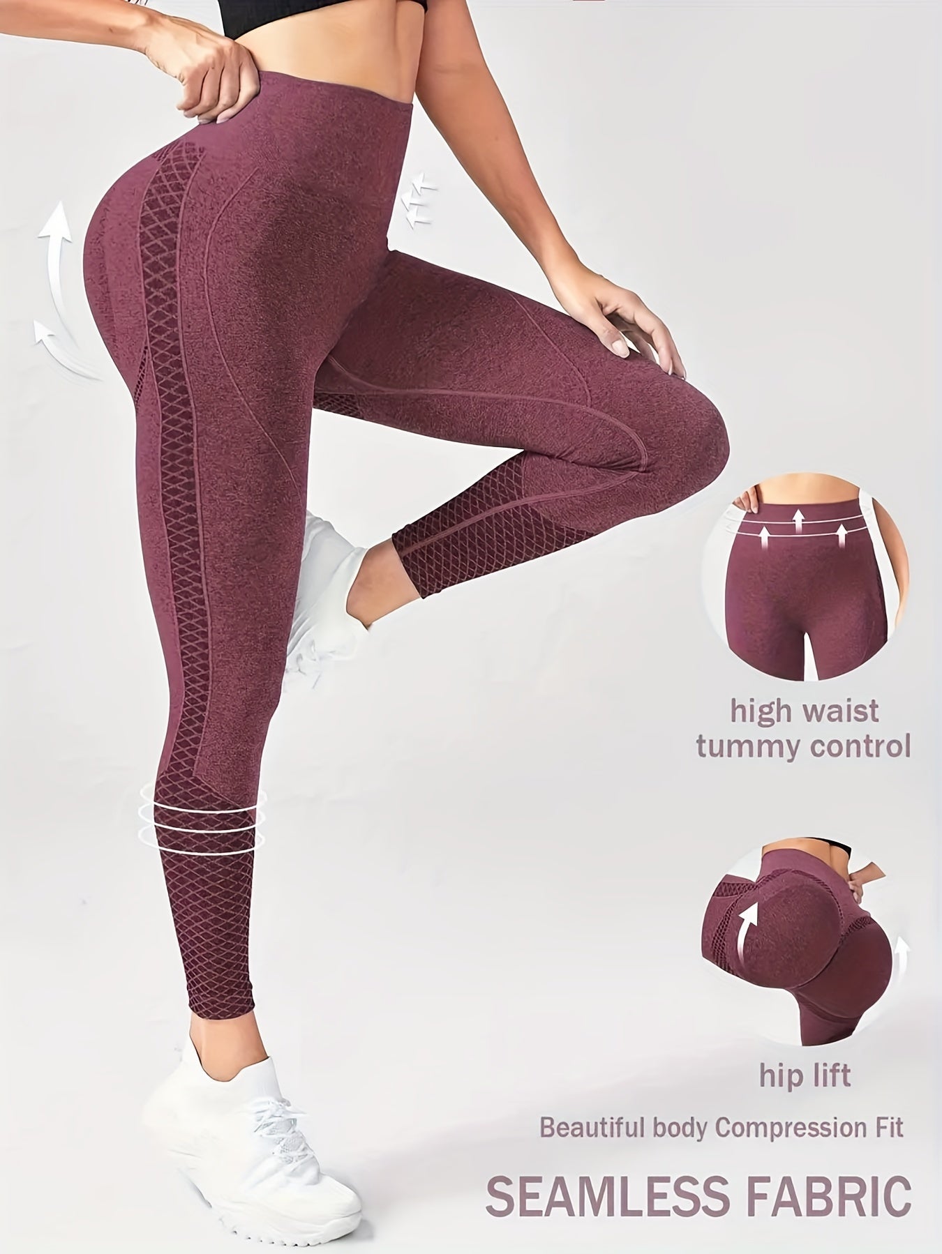 High-waisted Compression Sports Tights - Super Comfortable, Abdominal Control, Sweat-wicking, Four-way Stretch, Adjustable Length, Wide Waistband, Elegant Design, Suitable for Women - Perfect for Yoga, Fitness, and Daily Wear