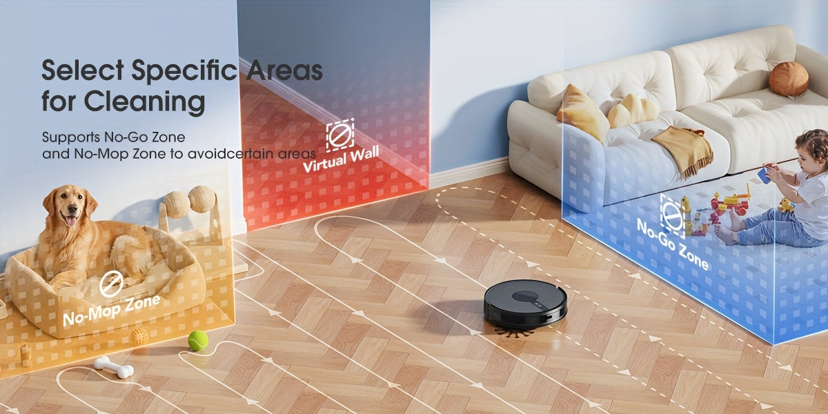 Lubluelu B40 Robot Vacuum Cleaner, 3 In 1 Robot Vacuum Cleaner And Mop, 6500Pa, 62db Low Noise, 9.98 cm Ultra-Slim Body, 5 Floors Mapping, Diversified Cleaning, Robot Vacuum Cleaner For Pet Hair, Carpet, Hard Floor, Christmas