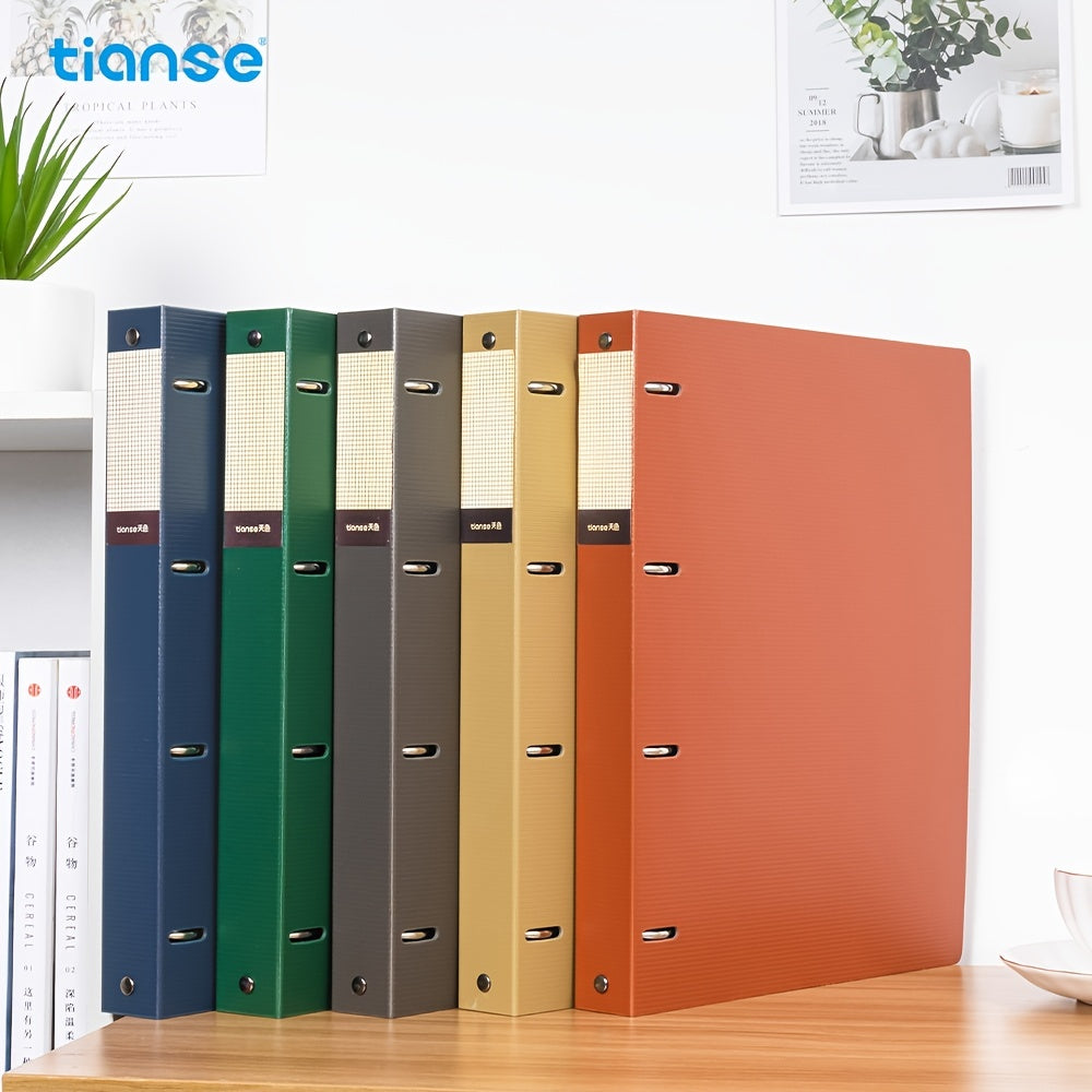 1pc TIANSE 4 Hole File Folder, A4 Size, 200 Sheets Capacity, Binder Folder Perfect For Classified Management Of Office Home School Student Documents Test Papers