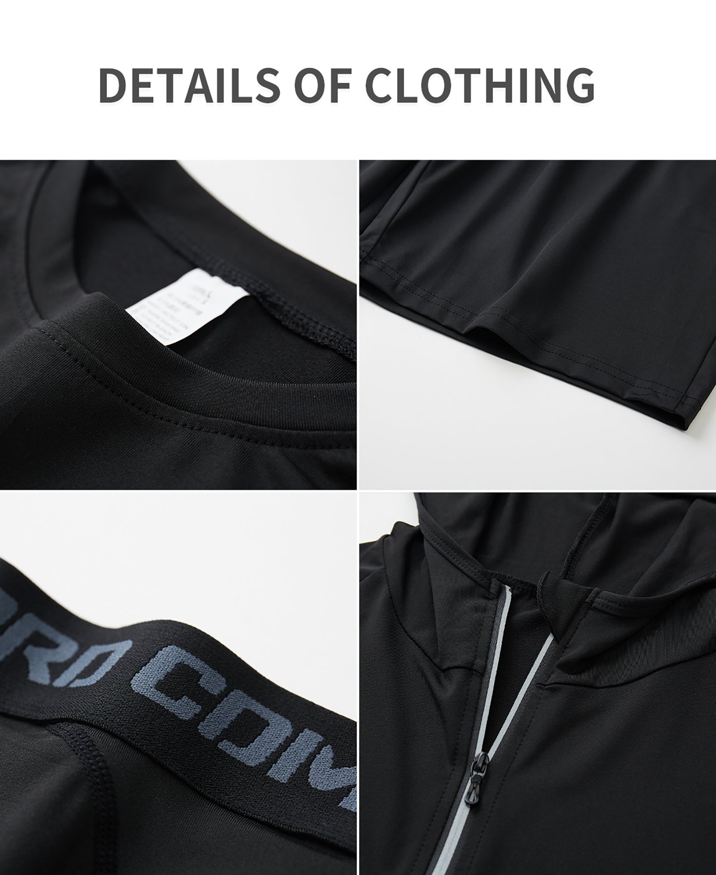 Xinso Prince 5pcs Men's Zip Up Hooded Jacket & Compression T-shirt & Long Sleeve Workout Top & Shorts & Leggings For Fitness