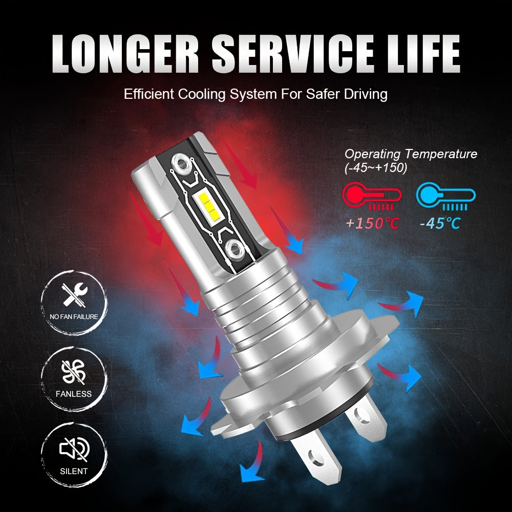 LupuAuto 4pcs H7 H1 LED Car Headlight Combo Kit, 6000K Cool White 300% Bright Led H7 H1 Low/High Beam Light, 1:1 Mini Size Plug And Play