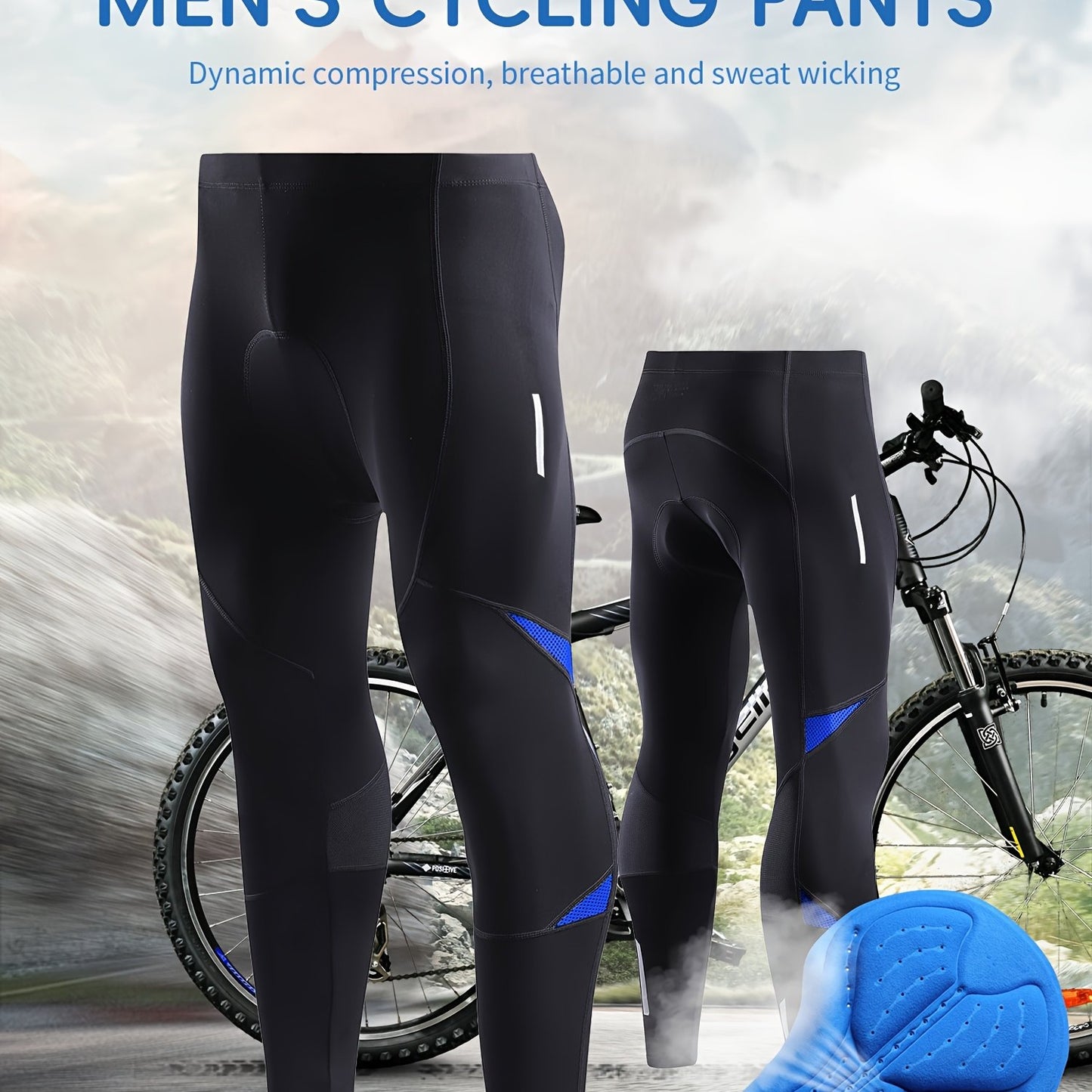 Quick Dry Men's Cycling Pants With Padded Seat - Stretchy Bike Leggings For Comfortable Riding