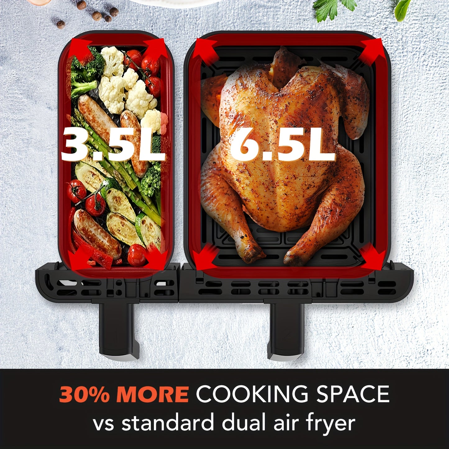 10/11L Air Fryer With Dual Flexi Baskets, Digital Touchscreen, 8 Cooking Modes, Adjustable Temperature, Viewing Window, Dishwasher-Safe, And Healthy Cooking Technology For Families And Meal Prep0/
