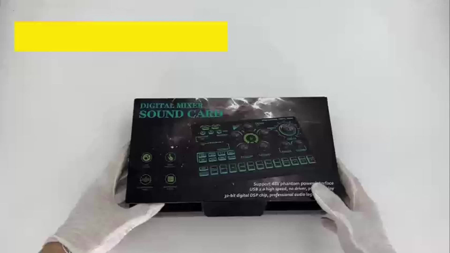 Podcast Live Broadcast Kit, SX91 Live Sound Card + BM800 Podcast XLR Condenser Microphone, Professional Mixing Equipment Set, Ideal for Gaming, Live Broadcasting, Recording Streaming Podcasts, Video Studio, Compatible with La