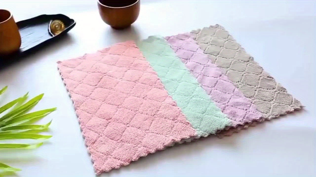 10pcs, Microfiber Towel, Absorbent Kitchen Cleaning Cloth, Non-stick Oil Dish Towel, Rags, Napkins, Tableware, Household Cleaning Towel
