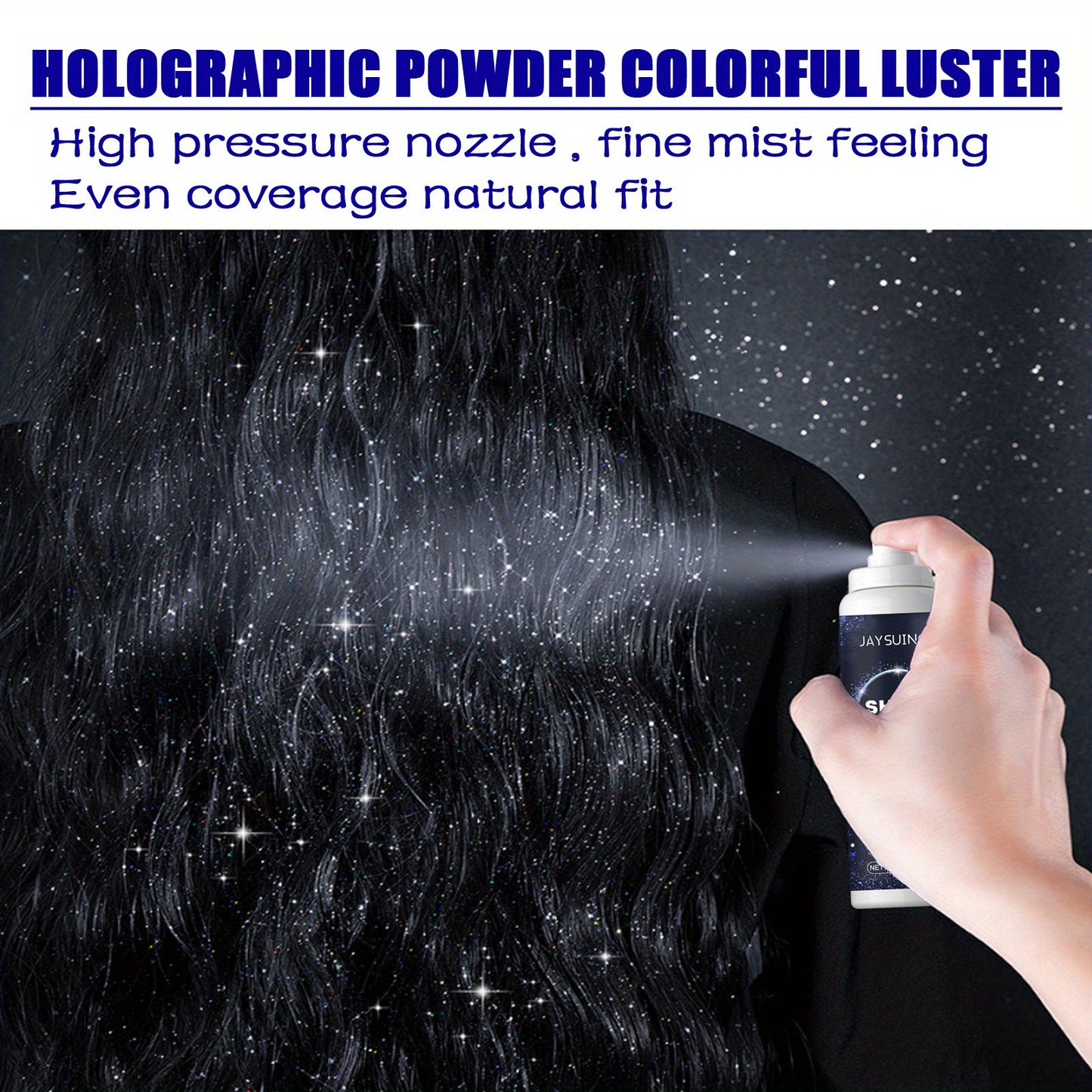 1PCS Glitter Spray Shimmer Silver Glitter Hairspray, Hair Body Glitter Spray, Silver Holographic Highlight Powder Spray For Party Perform Brighten Makeup