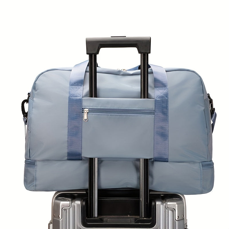 Large Capacity Expandable Gym & Travel Bag - Durable Nylon, Multi-Pocket Design with Zipper Closure, Ideal for Fitness, Overnight, and Weekend Trips, Gym Bag|Expandable Bag|Zippered Bag