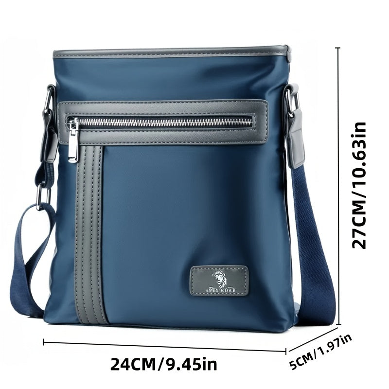 Men's Crossbody Laptop Bag with Tablet Pocket - Heavy-Duty Convertible Messenger Bag, Adjustable Strap & Zippered Compartments, Golden-Tone Hardware - Compatible with 38.1cm Laptop/ Tablet - Navy Blue for Travel, Work, School