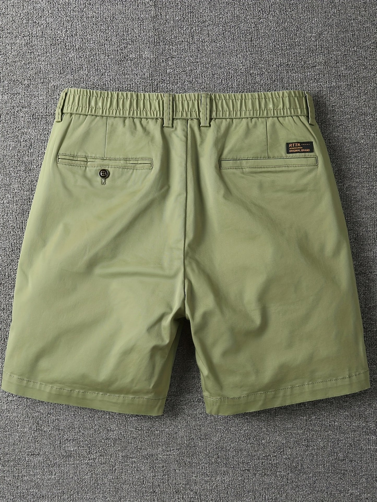 Men's Summer Micro-Elastic Casual Shorts - Four-Tenths Length, Olive Green, Mid-Rise Waist, Elastic Waistband, Side Pockets, Lightweight & Breathable for Casual Attire